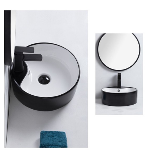 (NEW)Lavabo Tròn Đặt Bàn Đen Trắng HI-LA07TD