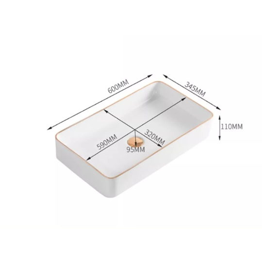 (NEW)Lavabo Đặt Bàn Trắng Viền Vàng HI-LA19