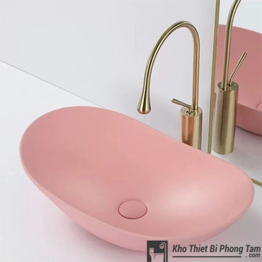Lavabo Thuyền Đặt Bàn Hồng HI-LA03H