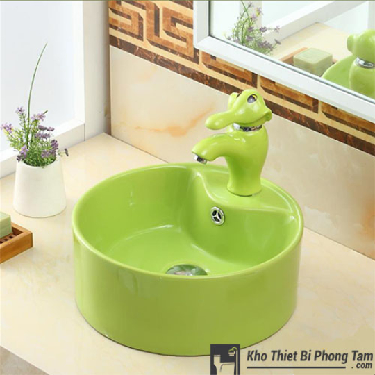 Lavabo Đặt Bàn Trẻ Em Tròn Xanh Lá HI-LA40XL