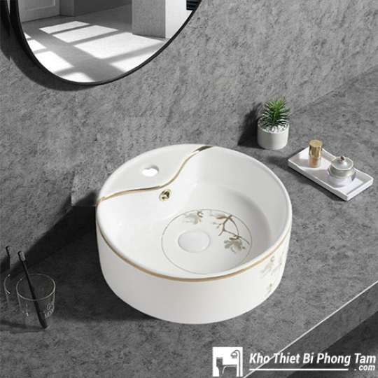 Lavabo Tròn Bông Hoa - LA07BH