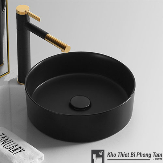Lavabo Đặt Bàn Tròn Đen HI-LA38