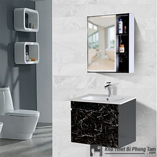 Lavabo Tủ Nhựa PVC Cao cấp Vân Đá Đen HI-T7678Đ