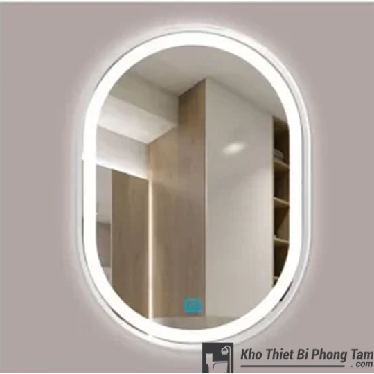 GƯƠNG LED CẢM ỨNG BẦU DỤC CAO CẤP VIỀN TRẮNG HI-GL107T