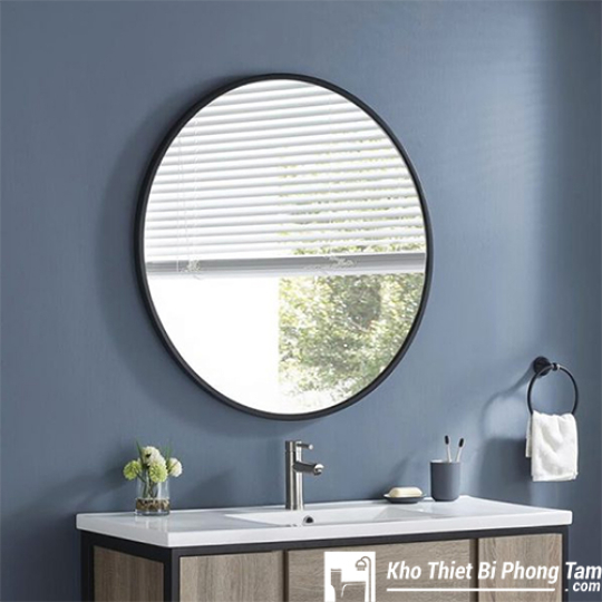 GƯƠNG TRÒN VIỀN THÉP SƠN TĨNH ĐIỆN ĐEN HI-GS05Đ