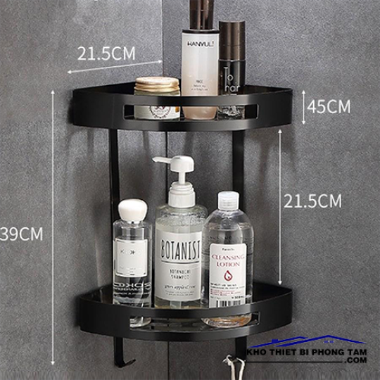 (NEW)Kệ Góc 2 Tầng Đen Cao Cấp Sơn Tĩnh Điện HI-KB05-2TĐ