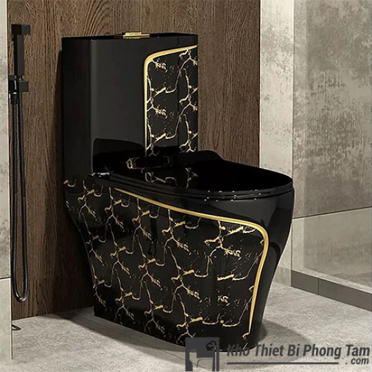 Bồn Cầu Đen Hoa Văn Vân Vàng BC-9228