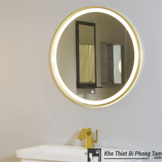 GƯƠNG LED TRÒN CẢM ỨNG CAO CẤP VIỀN VÀNG HI-GL112V