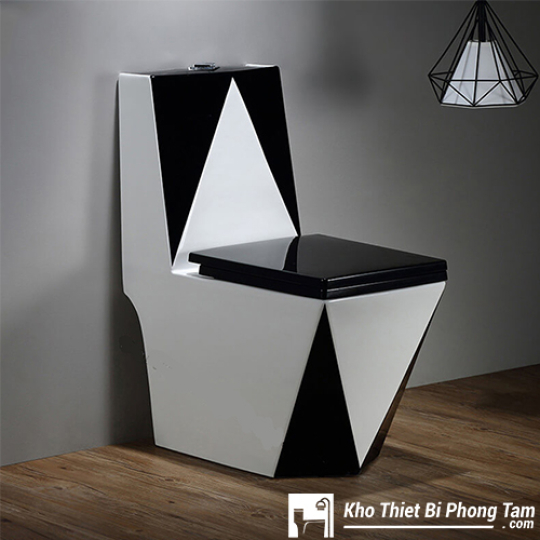 Bồn cầu kim cương 1 khối Trắng Đen BC-536