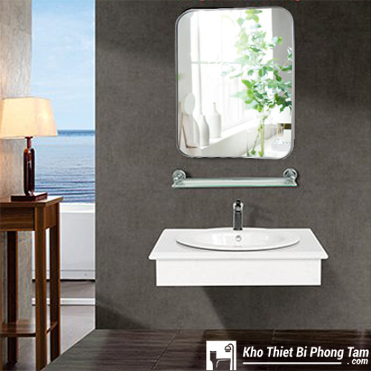 BÀN ĐÁ 1 TẦNG GƯƠNG ĐỨNG VIỀN TRẮNG CAO CẤP HI-BĐ18