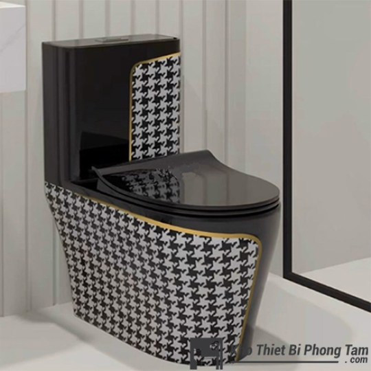 Bồn Cầu Đen Caro Vân Vàng BC-9227