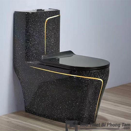 Bồn Cầu Đen Vân Vàng BC-9229