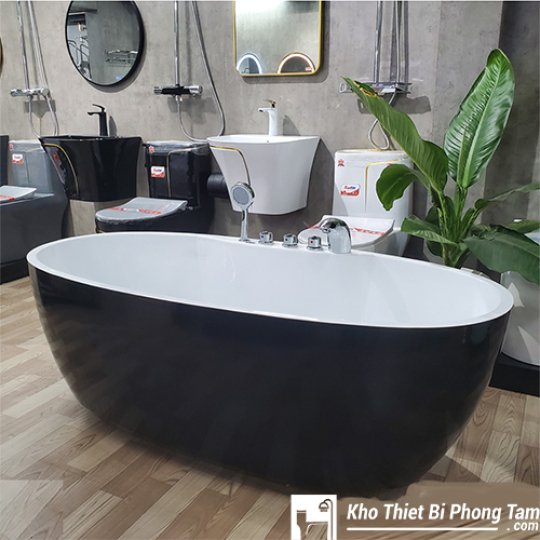 Bồn Tắm Trứng Trắng Đen Có Vòi HI-BT07TĐCV