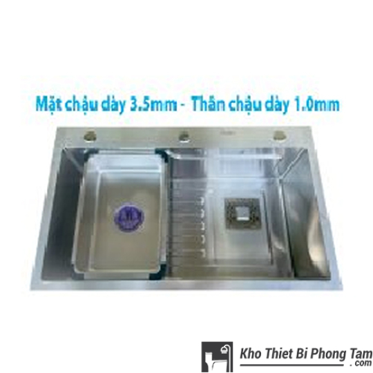 CHẬU CHÉN 1 HỘC INOX 304 DÀY CAO CẤP -C31T