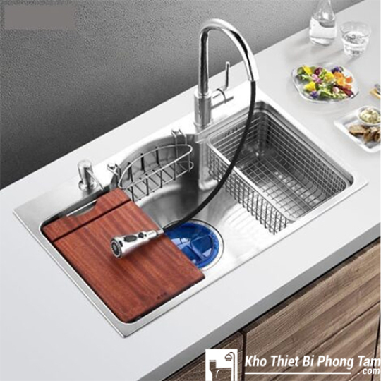 CHẬU CHÉN 1 HỘC INOX 304 CAO CẤP -C53