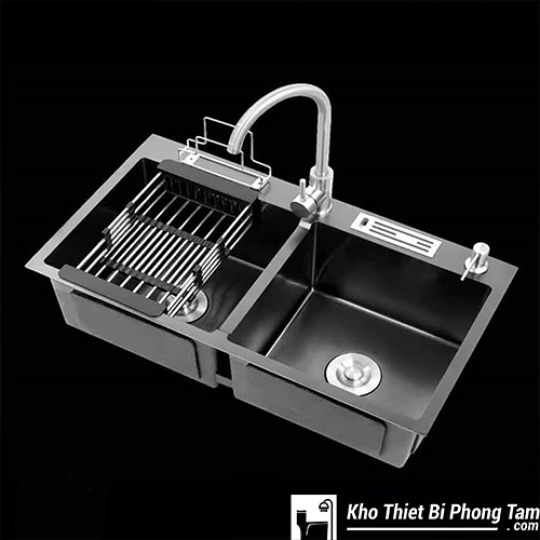 CHẬU 2 HỘC DAO THỚT PHỦ NANO HI-C04NN