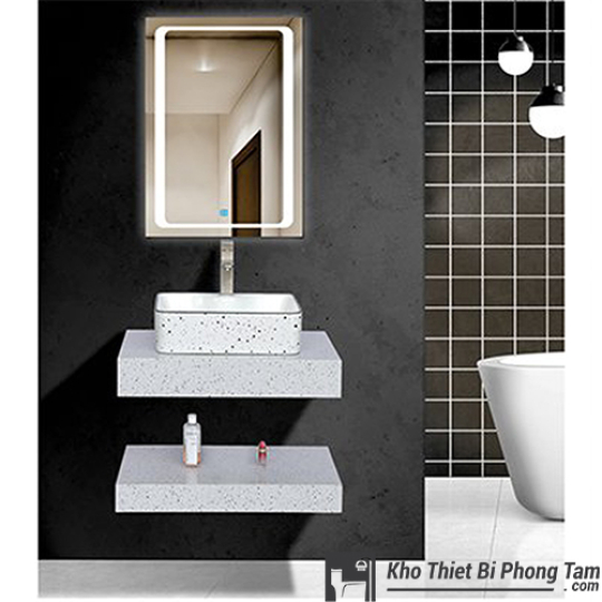 BÀN ĐÁ 2 TẦNG THẠCH ANH GƯƠNG LED CẢM ỨNG CAO CẤP HI-BĐ083