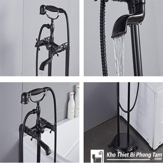 (NEW)Vòi Sen Bồn Tắm Đặt Sàn Nóng Lạnh Đen HI-SC9037
