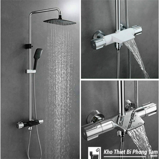 Sen cây tắm đứng tròn đồng thau mạ crome HI-SC9010