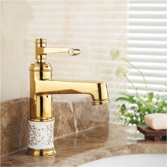 VÒI RỬA LAVABO NÓNG LẠNH MẠ VÀNG CAO CẤP -5216