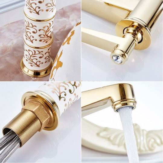 VÒI RỬA LAVABO NÓNG LẠNH MẠ VÀNG CAO CẤP -5316