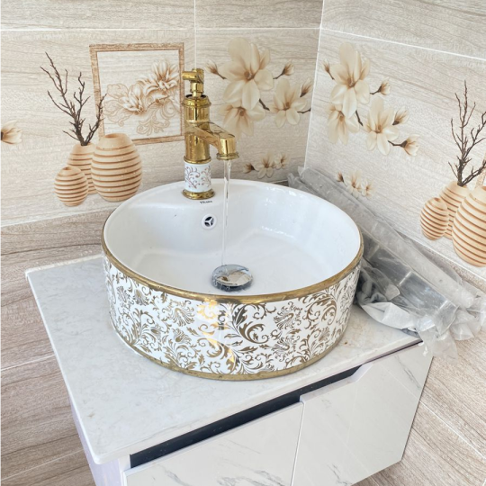 VÒI RỬA LAVABO NÓNG LẠNH MẠ VÀNG CAO CẤP -5216