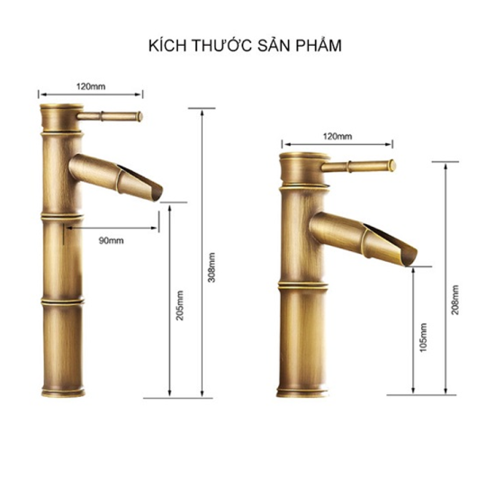 VÒI RỬA LAVABO NÓNG LẠNH ĐỒNG THAU GIẢ CỔ CAO CẤP -5314B