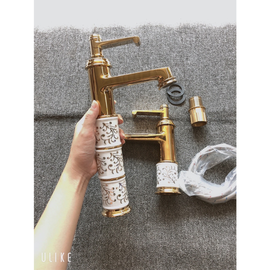 VÒI RỬA LAVABO NÓNG LẠNH MẠ VÀNG CAO CẤP -5316