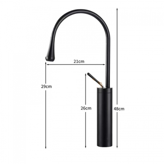 VÒI RỬA LAVABO NÓNG LẠNH SƠN TĨNH ĐIỆN ĐEN -5320
